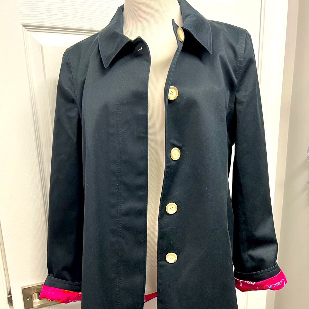 Coach 1941 large black 3/4 length car coat great logo lining rarely worn GENUINE